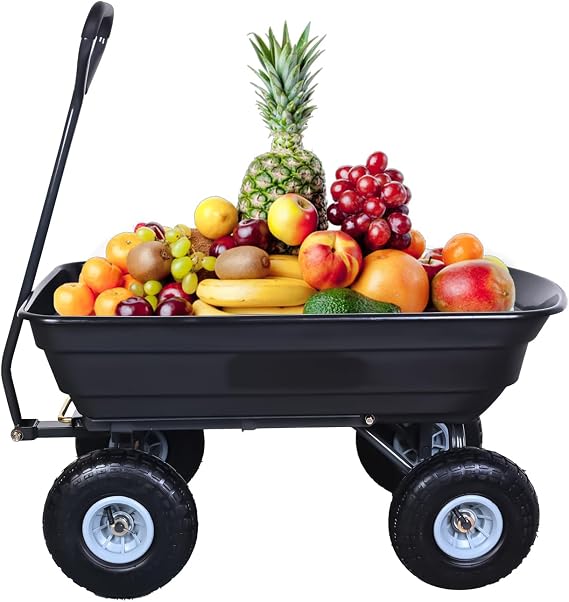 AAIN 600 lb Poly Garden Dump Cart, Utility Wagon for Camping