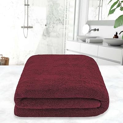 Burgundy Soft & Luxurious Cotton Bath Towels, 80 in. L X 40 in. W Size, Solid Color, Machine Washable, Super Fluffy, Warm Thick, 650 GSM | Pretty Red Shade, Extra Absorbent, Quick Dry Highly Durable