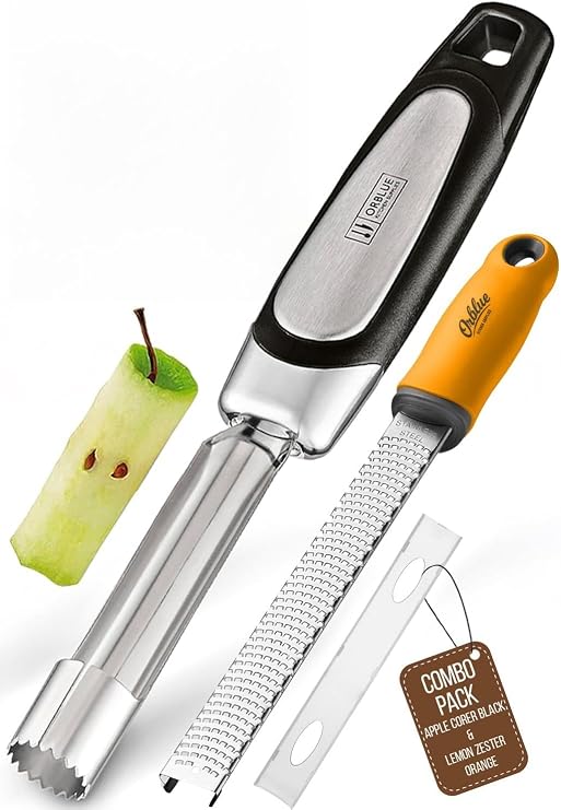 Orblue Premium Apple Corer Tool & Lemon Zester Bundle