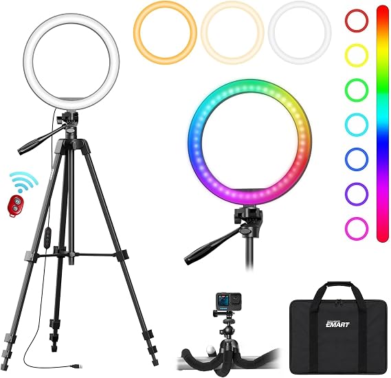EMART 10'' Ring Light with 55'' Extendable Tripod Stand & Phone Holder