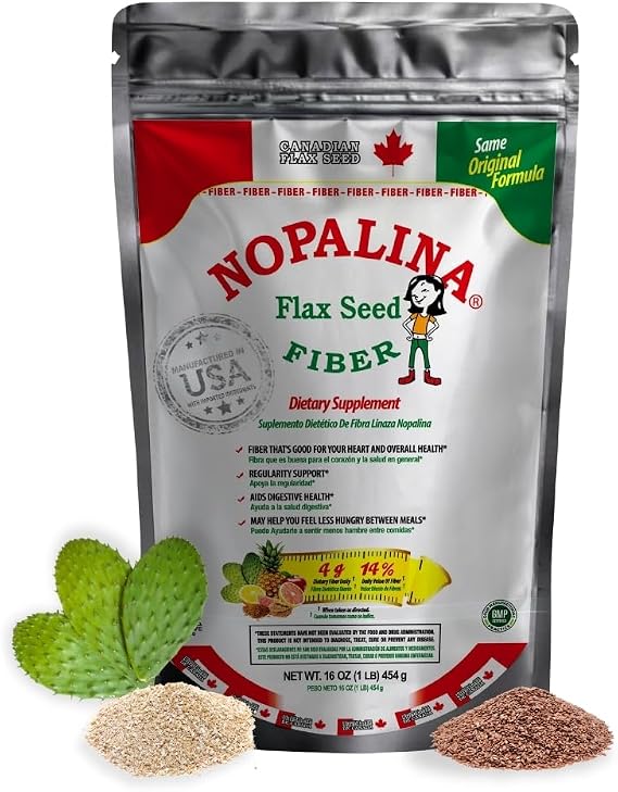 Nopalina Fiber Formula | 1 Lb Bag | 30 Servings | Flax Seed, Psyllium, Oat and Wheat Bran, Omega 3, 6 & 9 | Can Help with Regularity & More | The Original