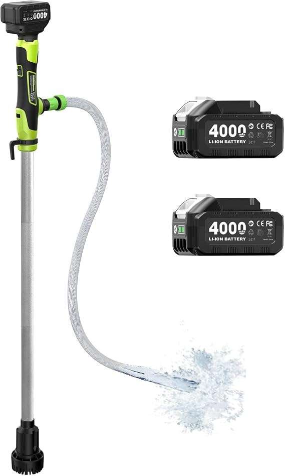 Taskstar Cordless Stick Water Transfer Pump, 24.0Ah Rechargeable Batteries | 720GPH High Flow, 32FT Max Lift, Portable Stick Body, Easy for Pool, Garden, Pond, Boat, RV, Rain Barrel Outdoor Draining