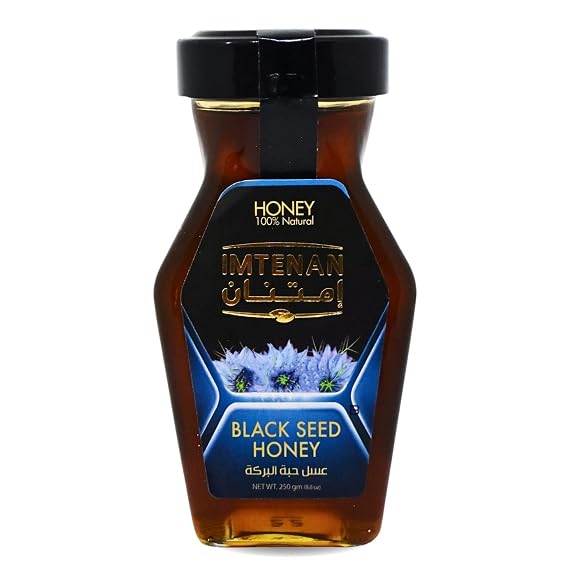 bonballoon Brilliant Imtenan Honey With Black Seed Extract Natural Bee Honey Egyptian Pure Fresh Syrup Premium Egypt Arab Kosher Halal (1 Pack = 8.82 oz / 250 gm)