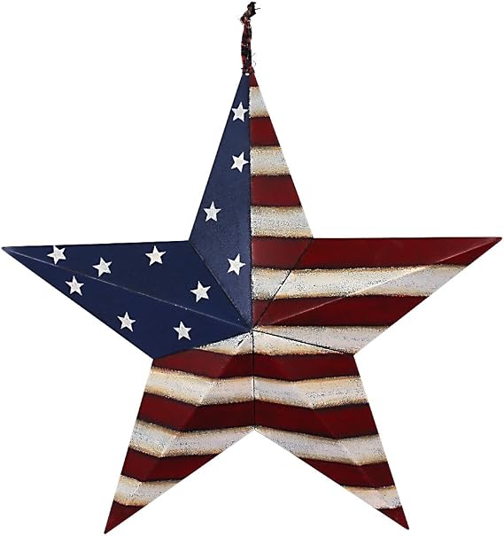Patriotic Barn Star Metal Wall Decor Indoor Outdoor Wall Hanging Primitive Decor Star Ornaments 4th of July Decoration