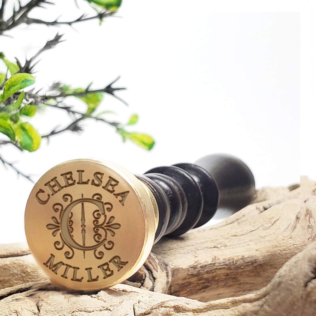 Custom Wax Seal Stamp Kit with Flexible Mailable Sealing Wax - Name &amp; Initial