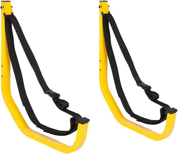 Suspenz Kayak Canoe SUP Storage Hanger for Garage Wall, Indoor Outdoor, Jay Rack Hook, Holds up to 125 lbs, Yellow, (11-0001)