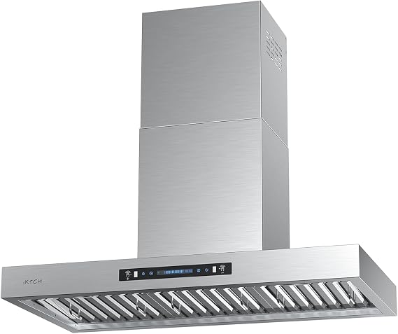 IKTCH 36-Inch Wall Mount Range Hood, 900 CFM Ducted Vent Hood with 4-Speed Fan, Gesture Sensing & Touch Control, Stainless Steel Kitchen Chimney Vent with Adjustable LED Lights
