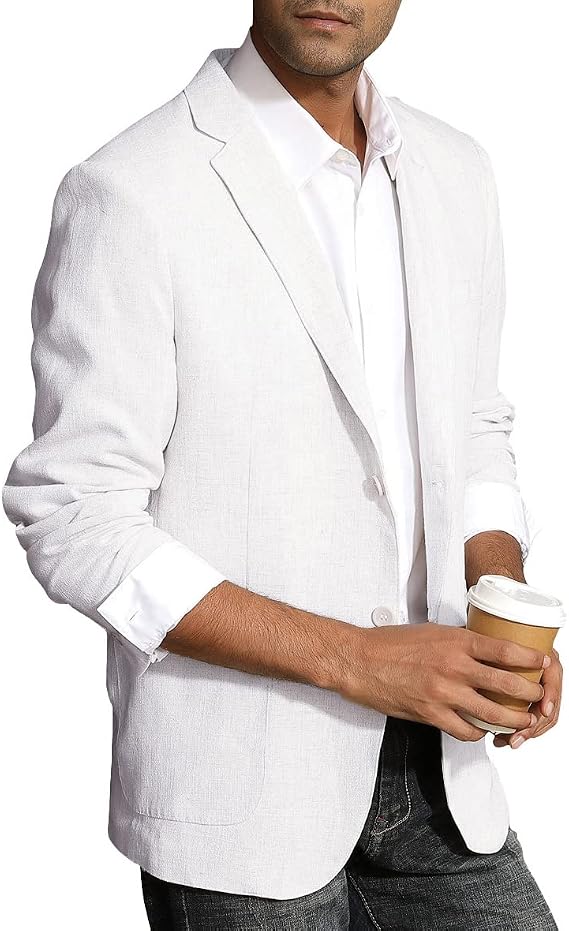 PJ PAUL JONES Mens Linen Blazer Slim Casual Sport Coats Lightweight Jacket