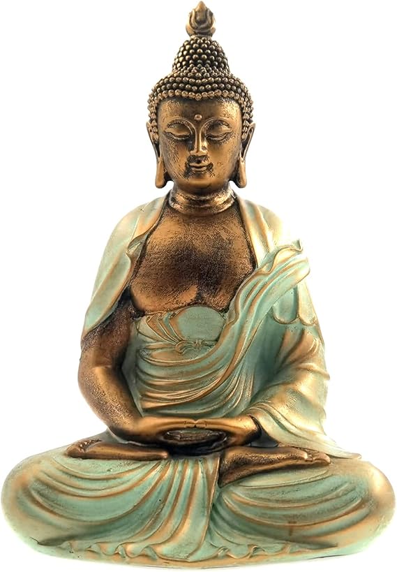 7.5" Gold Buddha Statue for Home Decor - Serene Meditation Decor, Zen-Inspired Buddha Sculpture with Blessing Services Included