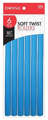 DONNA 10 Soft Twist Rollers, Hair Curlers, Hair for Hairdressing Styling Heatless Hair Curler 916D BLUE 6PCS