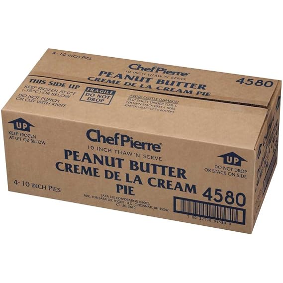 Sara Lee Chef Pierre Peanut Butter Creme de la Cream Pie, 10 inch -- 4 per case.