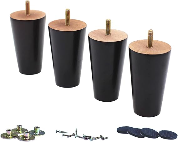 WEICHUAN 4 Inch Wood Replacement Furniture Sofa Couch Legs Set of 4