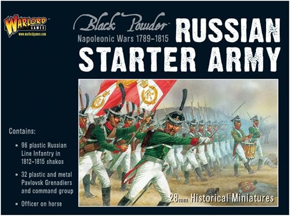 Warlord Games Wargames Delivered Black Powder Napoleonic Wars Russian Starter Army Tabletop Miniatures - Plastic Paintable Miniature 1700-1900 Soldiers, Unpainted Table Top 28mm Military for Adults
