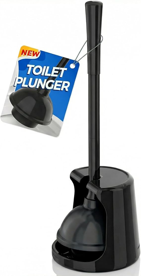 Toilet Plunger with Holder, Plungers for Bathroom Heavy Duty for 5.3-inch Toilet Drain, Toilet Plunger and Holder Combo for Bathroom Cleaning (Style 1)