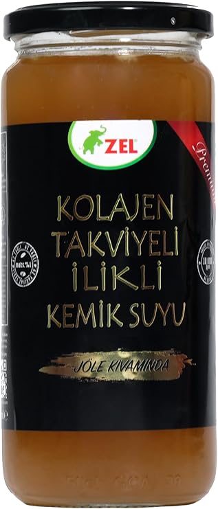 ZEL Kolajen Takviyeli İlikli Dana Kemik Suyu 480 ml – 14 Saat Kaynatılmış, 10.000 ppm Kolajen, Katkısız