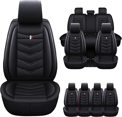 Car Seat Cover for Kia Ev9 2024-2025, Waterproof Durable Compatible Airbag, Premium Leather Seat Protector5 Seats Standard,Black