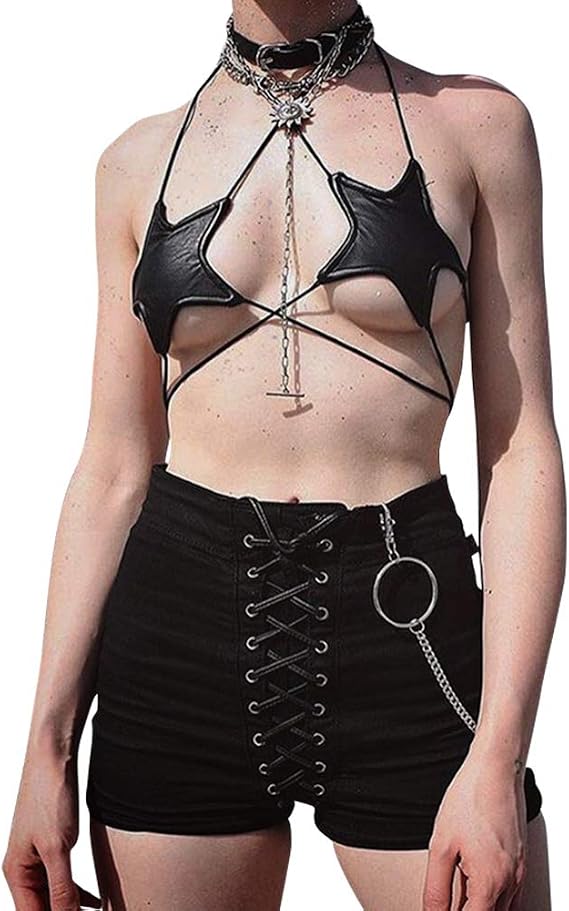 Women Shiny Metallic Star Strappy Tube Top Halter Rave Wrap Around Bandeau Bra
