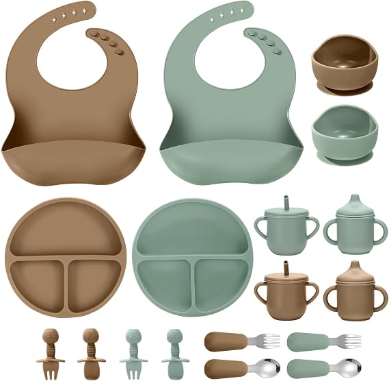 Silicone Baby Feeding Set, 18PCS Baby Led Weaning Supplies