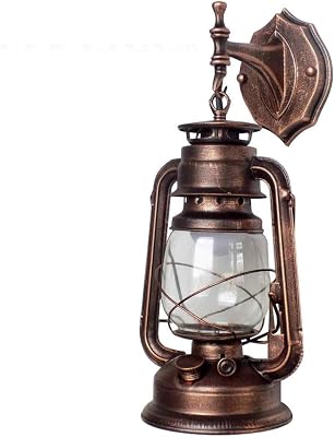 Retro Wall Sconce Light Shade, Antique Industrial Vintage Outdoor Wall Sconce Light Rustic Lantern Lamp Porch Lights Fixtures E26 with Plastic Shade, 110V Light Bulb Not Included Yellow Bronze