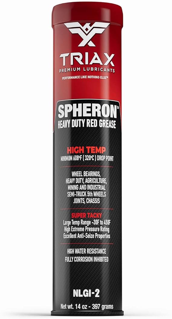 TRIAX Spheron Grease NLGI-2 Lithium Complex, High Temp, Super Heavy Duty | Ultra Tacky, EP, Waterproof | for 5th Wheel, Joints, Pivots, Wheel Bearings, and Chassis (14 Oz Tube)
