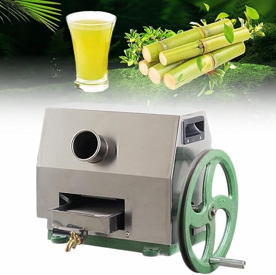 Manual Sugar Cane Juicer, Stainless Steel Three-Roller Sugarcane Mill Press Machine