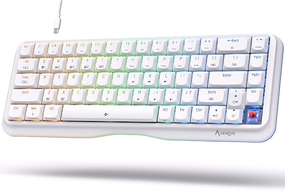 KEMOVE K68se Gaming Mechanical Keyboard,60 Percent RGB Keyboard with Red Linear Switch,White