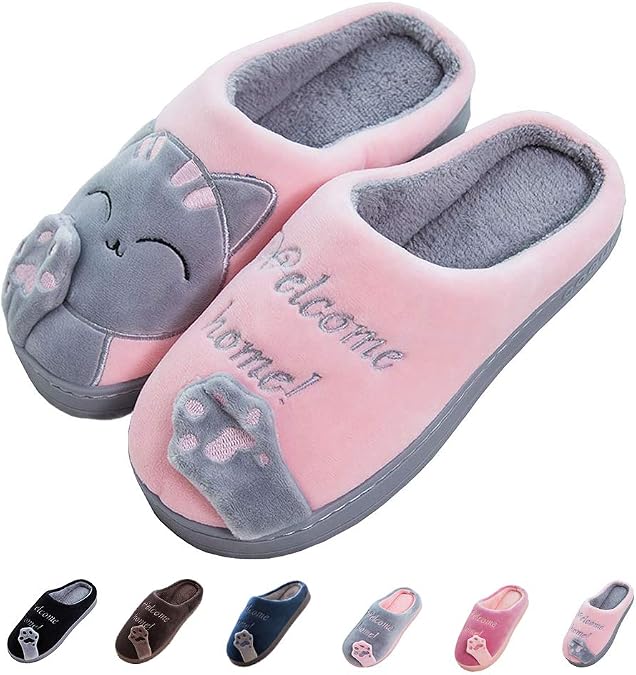 techcity Women's & Men's Comfort Memory Foam Slippers Breathable Fuzzy Slip on Clog House Shoes w/Indoor Outdoor Anti-Skid Sole