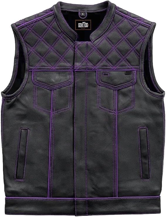 Men's Biker Motorcycle Riding Leather Vest, Sleeveless Faux Leather Vest Men, Leather Biker Club Vest