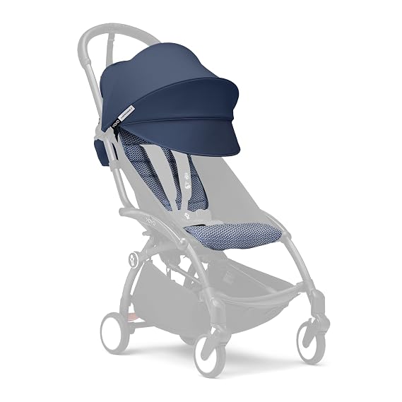 Stokke YOYO 6+ Color Pack, Sun Protection for YOYO3 Stroller, France Blue | Textiles Only - Seat Pad, Extendable Canopy, Zipped Back Pocket, Compatible with YOYO3 Frame, Sun Protection for Stroller