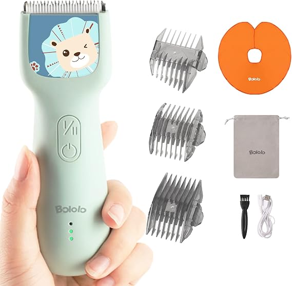 MOM&HOME Bololo Baby Hair Clippers - Quiet Kids Hair Trimmer, Cordless & Waterproof Chargeable, Children with Autism, ABS Ceramic Blade, Haircut Kit for Kids Infants Men and Women,Blue,Lion
