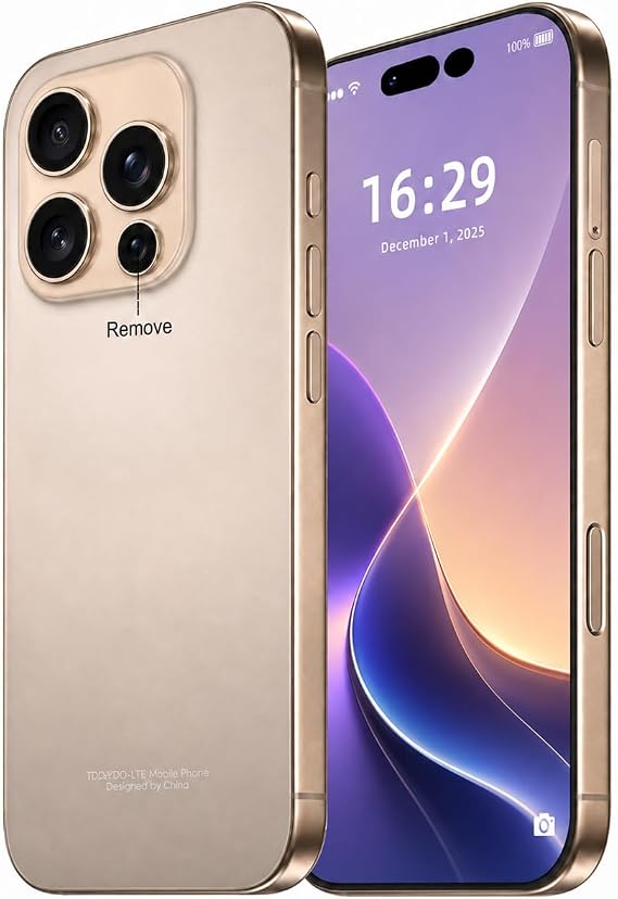 A16 PROMAX Cell Phone,12GB+256GB Android Phone, 6800 mAh Battey, Android 15 Smartphone, 6.9" HD Screen, Dual SIM, Dual Standby, 108MP Camera, 5G Phone-Gold