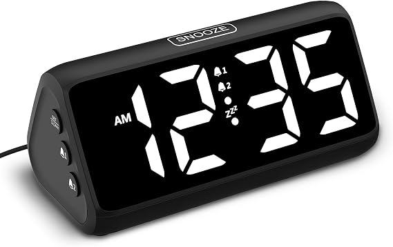 Netzu Yatak Odaları için Dijital Çalar Saat, Çift Alarmlı Yüksek Sesli Çalar Saat, Kalın Rakamlar, 5 Dimmer, 4 Cilt, Erteleme, Derin Uyuyanlar için Başucu Saati, Çocuklar Gençler Yaşlılar, Takmalı