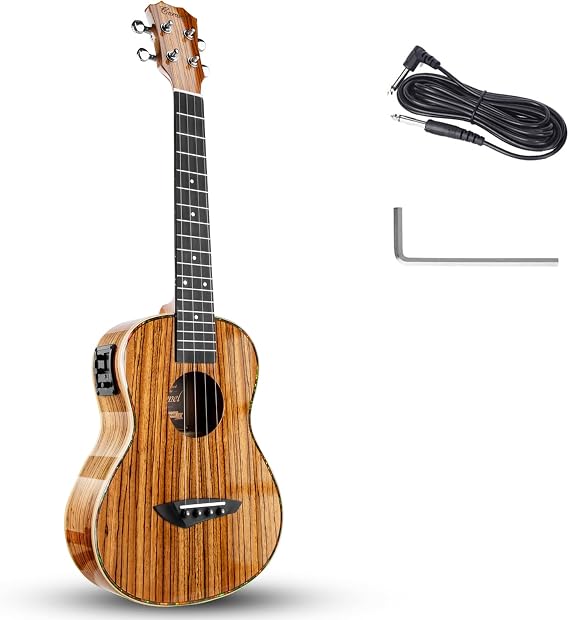 Minor Imperfections - Caramel 26inch CT103 Zebrawood High Gloss Tenor Electric Professional Ukulele