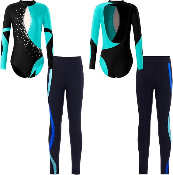 Loyan Gymnastics Leotards for Girls Full Body Biketards 2 Piece Dance Unitards Ballet Dance Outfit with Leggings