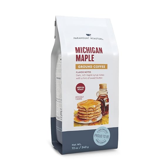 Paramount Roasters Michigan Maple Coffee, 12oz Ground | Medium Roast Arabica Coffee | Roasted in Michigan by Paramount Coffee Company
