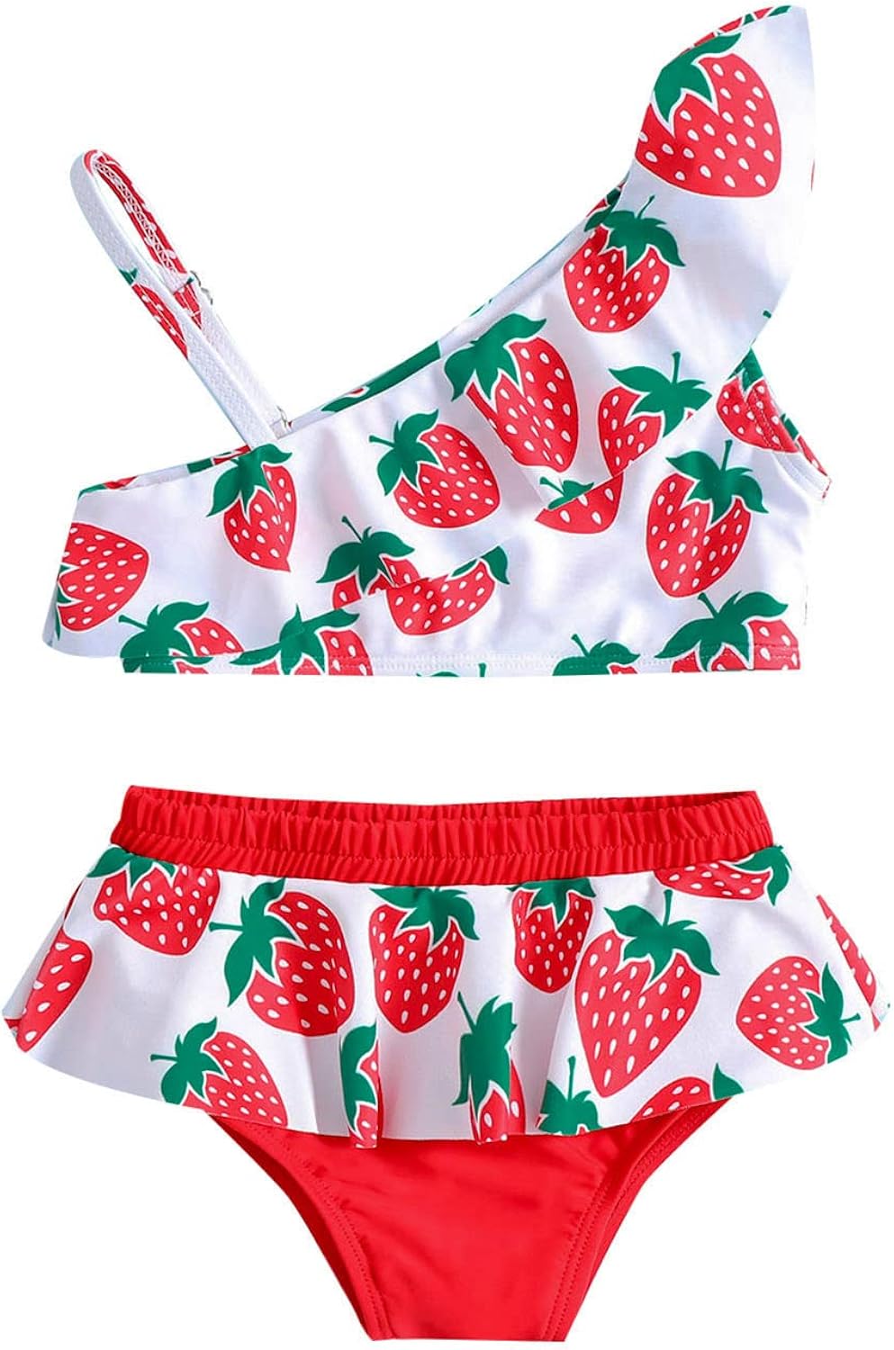 Girls Swim 18m to 5 Years Girls Flowery Swimsuit Ruffle Bikini Suit Girls Solid Color Lace Swimwear