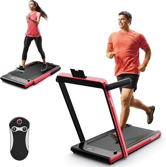 Goplus 2 in 1 Under Desk Treadmill, 2.25HP Superfit Folding Treadmill with Touch Panel Control, App Control, Remote Control, Bluetooth Speaker, Foldable Walking Treadmills for Home Office