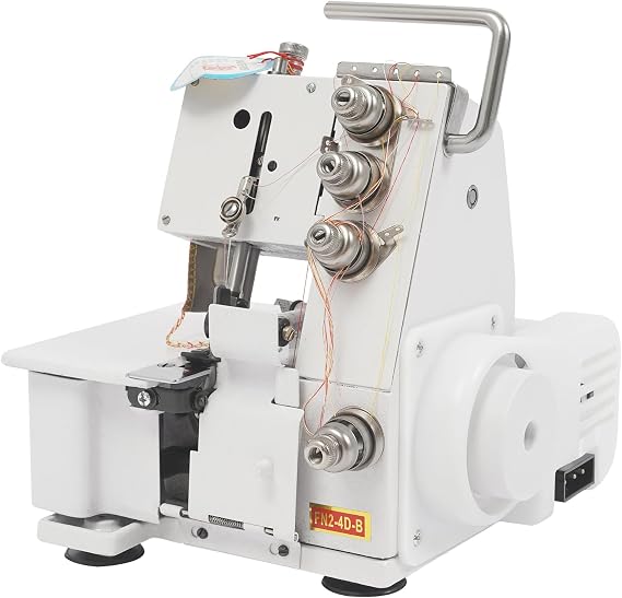 Heavy-Duty Overlock Machine, Metal Frame Serger & Overlock Machine, 1,200 Stitches Per Minute Electric Sewing Machine with LED Light, Four-thread Adjustable Overlocking Machine, White