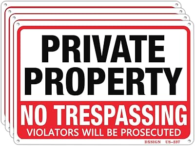4 Pack Private Property No Trespassing Sign Metal 10x14 Rust Free Aluminum,Indoor & Outdoor Use for Fence and Yard