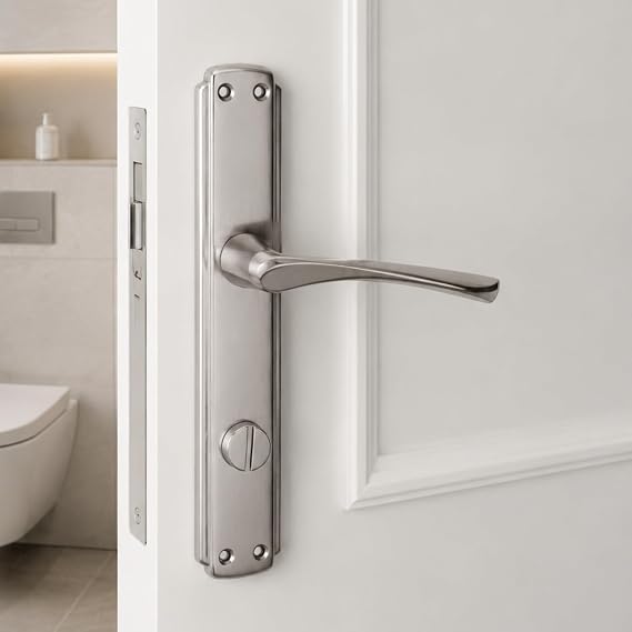 WC Banyo Kapı Kolu Aynalı Nikel İnox SAĞA Açılır Banyo Tuvalet Kapısı 1 Takım