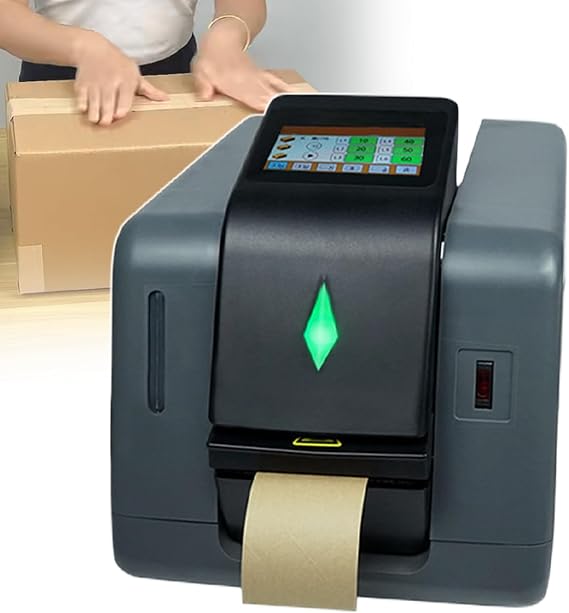 Automatic Water Activated Tape Dispenser, Kraft Paper Gummed Tape Dispensing Cutter, LED Touch Screen, 3 Mode Preset Length for Carton, for Packing Factories, Logistics Stations