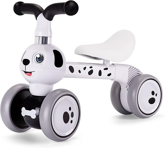 YGJT Baby Balance Bike Toys for 1 Year Old, Birthday Gifts for Boys and Girls, Silent Wheels & Non-Pedal Baby Walker Riding Toys for 10-36 Months Toddlers, Kids First Bike Gifts Spotty Dog