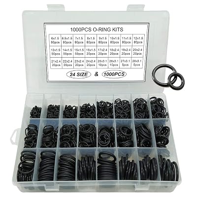 24 Size Metric Nitrile Rubber NBR O Ring Assortment Kits, 1000Pcs O-Rings Kit for AC, Plumbing, Automotive and Faucet Repair