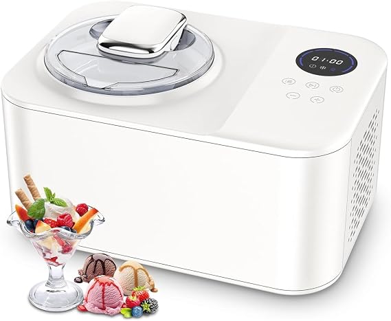 Household Automatic Ice Cream Maker, 1.2L Compressor Self-freezing Ice Cream Maker with LCD Display, Portable Homemade Dessert Maker for Gelato, Frozen Yogurt, Gelato, Sorbet in 30-60 Minutes