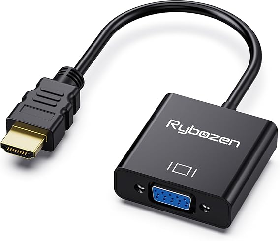 HDMI to VGA Adapter, Gold-Plated HDMI to VGA Converter (Male to Female), HDMI Adapter Compatible for Computer, Laptop, PC, Monitor, Projector, HDTV, Chromebook, Raspberry Pi, Xbox and More