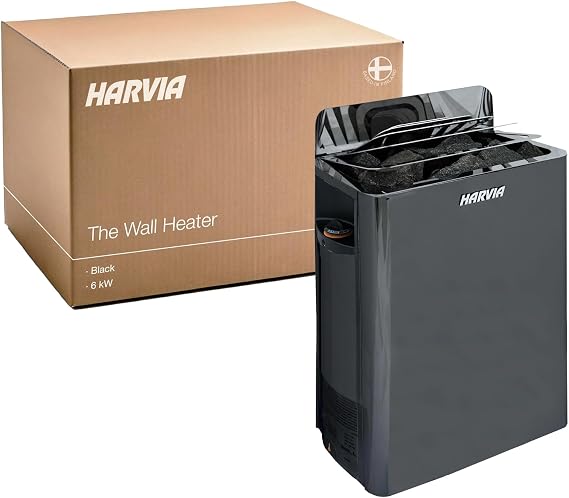 Harvia The Wall Electric Sauna Heater, Black, 240V, 6kW