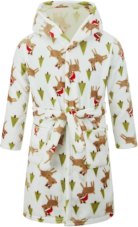 YOLIA Boys Girls Robes Kids Hooded Sleepwear Soft Fleece Bathrobes Cute Housecoat Gowns