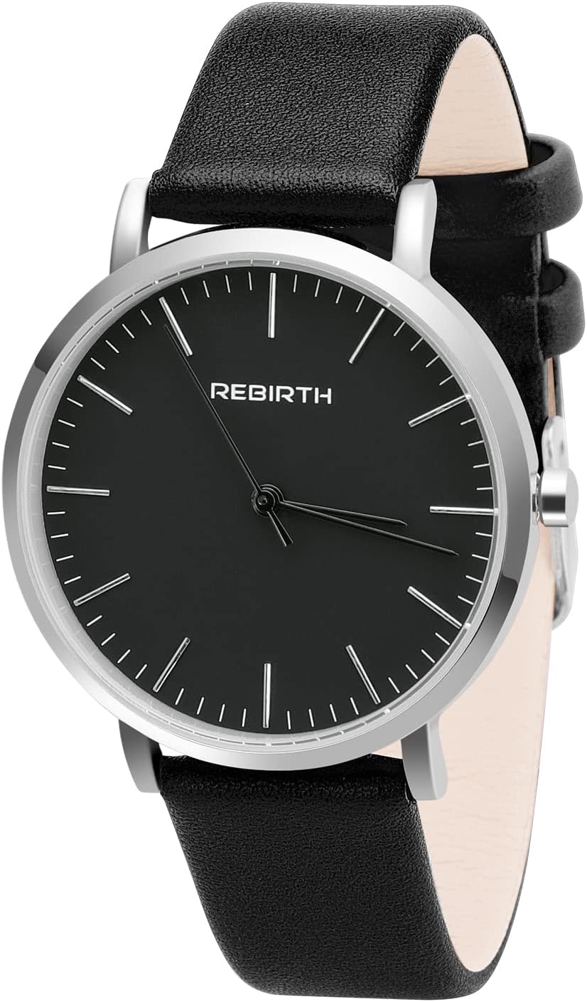 Men Analog Quartz Watches Ultrathin Minimalist Waterproof Fashion Simple Women Wrist Watch for Unisex Dress with Leather Band