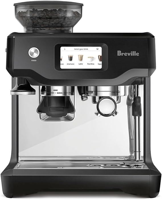 Breville BES880BTR Barista Touch Espresso Machine, Black Truffle | Pull barista-quality espresso shots, lattes and cappuccinos at home with semi-automatic coffee maker with built-in grinder