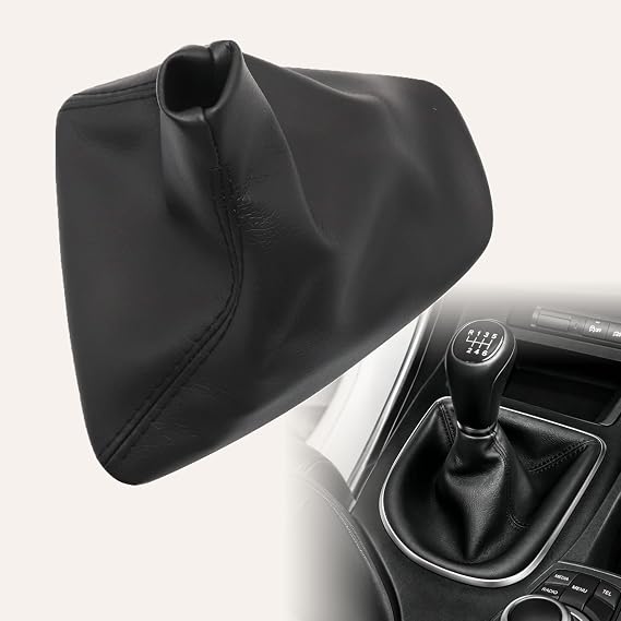 NLQR Manual Transmission Shift Boot Cover Fit for BMW 3 Series E90 E91 E92 E93 328i 335i 2007-2013, Black Leather Gear Shift Knob Gaiter Boot, Manual Transmission Interior Replacement Accessories